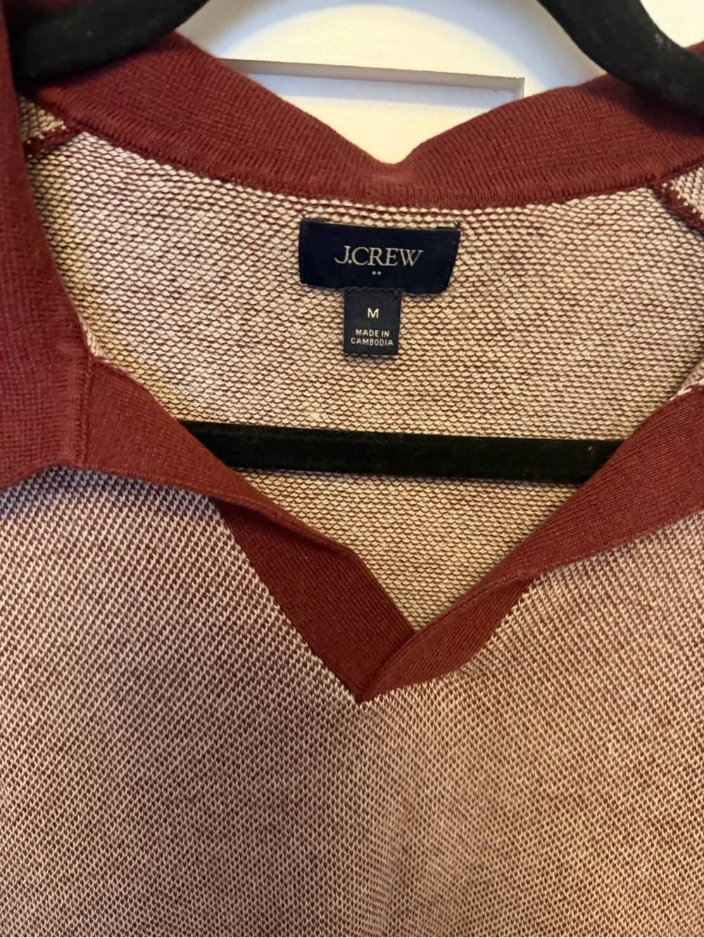 J. Crew Merino wool-blend johnny-collar sweater-polo size Medium preppy